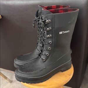 Tretorn Black Rain & Snow Boots with Lace-Up Design